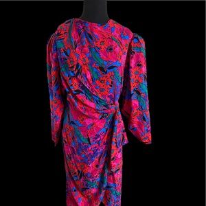 Flora Kung 80's Vibrant Silk Dress 12